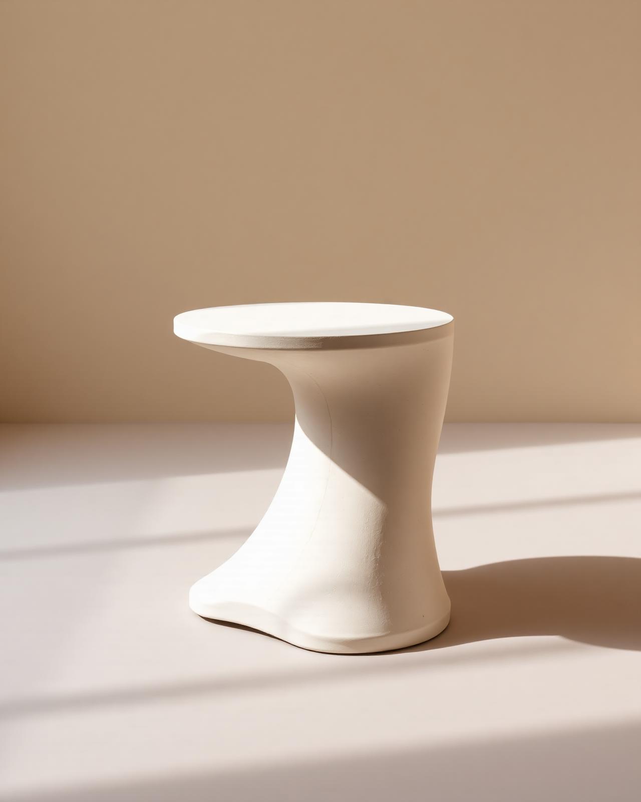 Sculptural microcement side table